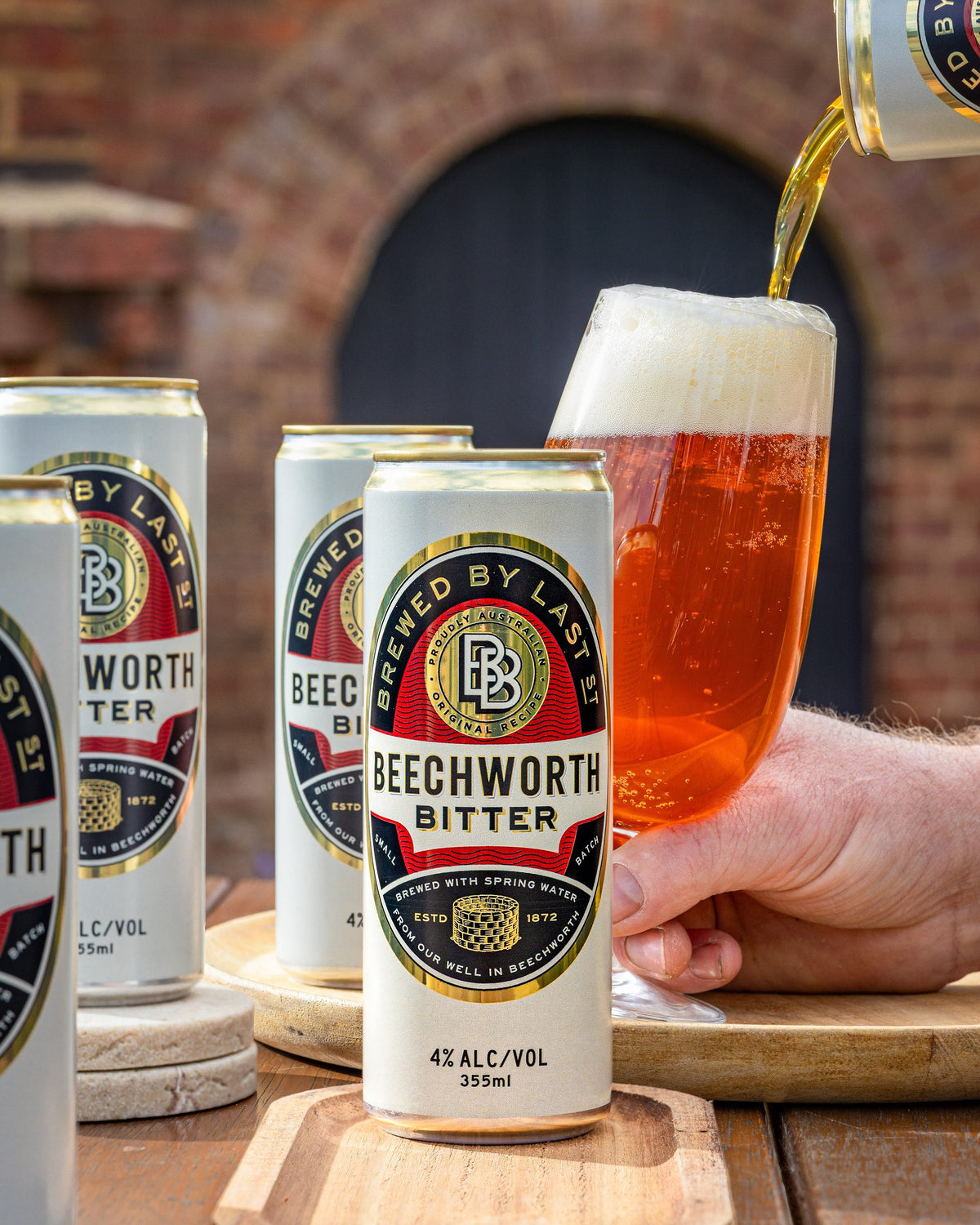 Last St Beechworth Bitter poured from the can into a glass